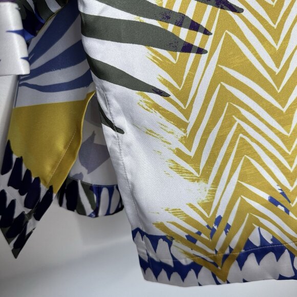 Chicos Costa Collace Short Kimono L XL Blue Floral Geometric Ruana - Picture 4 of 10